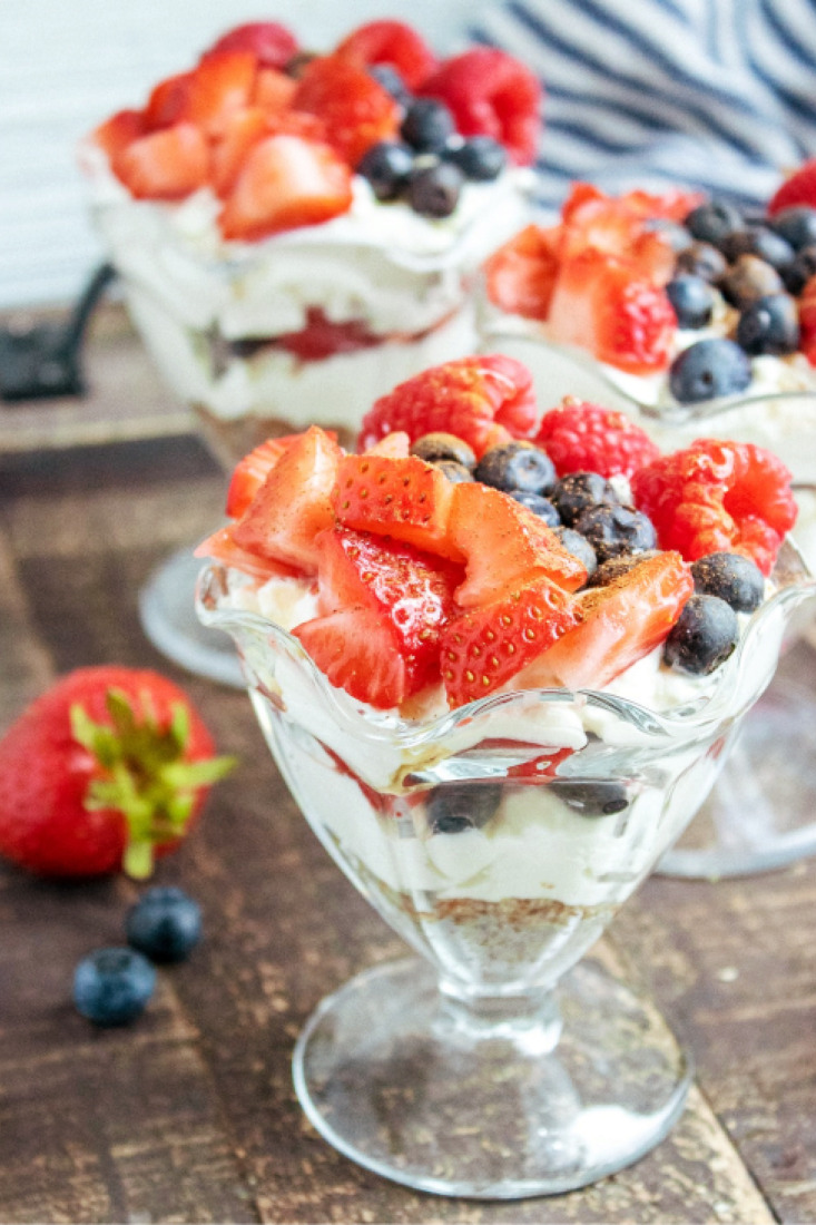    Are you looking for a quick, easy, and no-bake summer dessert? Try these lighten-up Greek Yogurt Berry Cheesecake Parfaits!