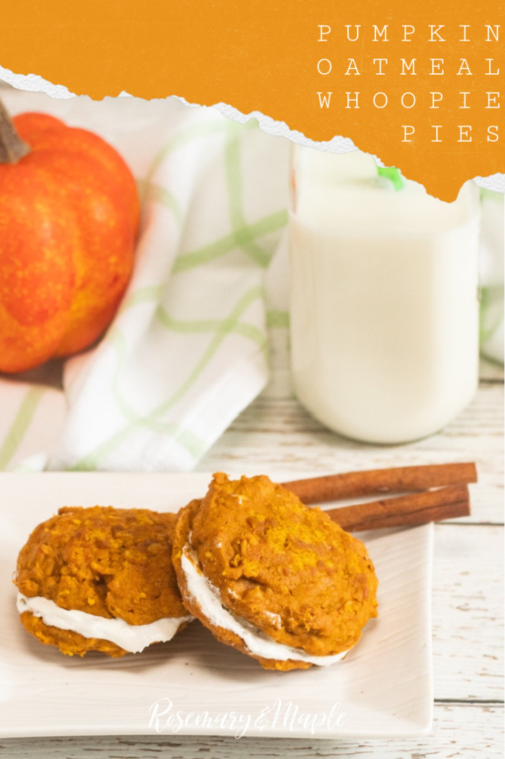 Soft and spiced pumpkin oatmeal whoopie pies sandwiched together with a buttery marshmallow filling. This fall cookie goes beyond your typical pumpkin spice cookie!