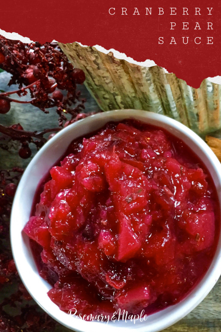 This delicious cranberry pear sauce with rosemary and ginger is sure to be a hit at Christmas dinner this holiday season!