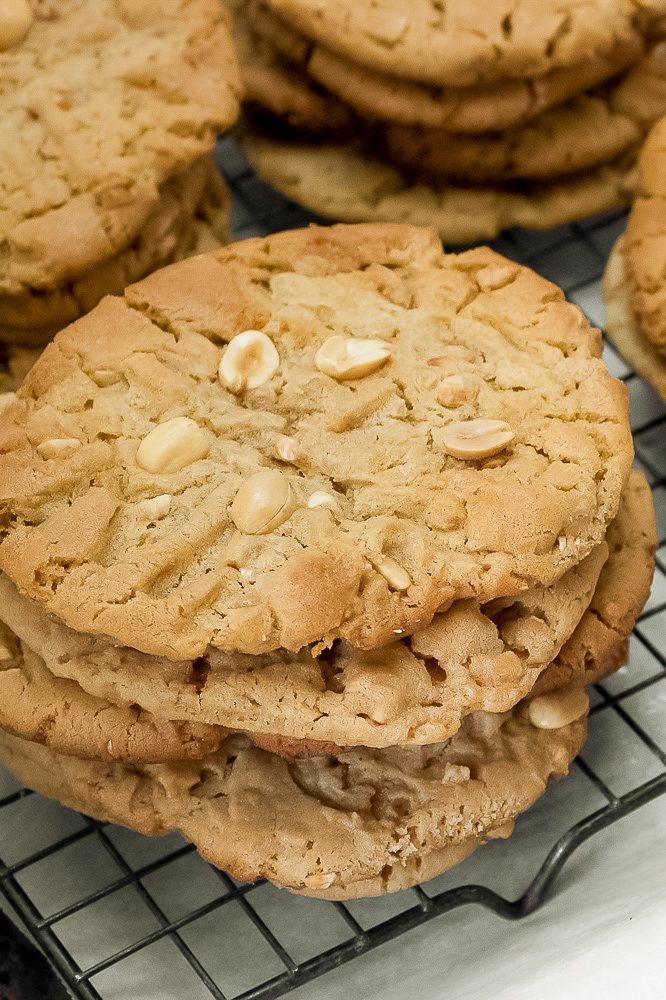 This Chunky Peanut Butter Cookies recipe features tender classic peanut butter cookies loaded with peanuts.