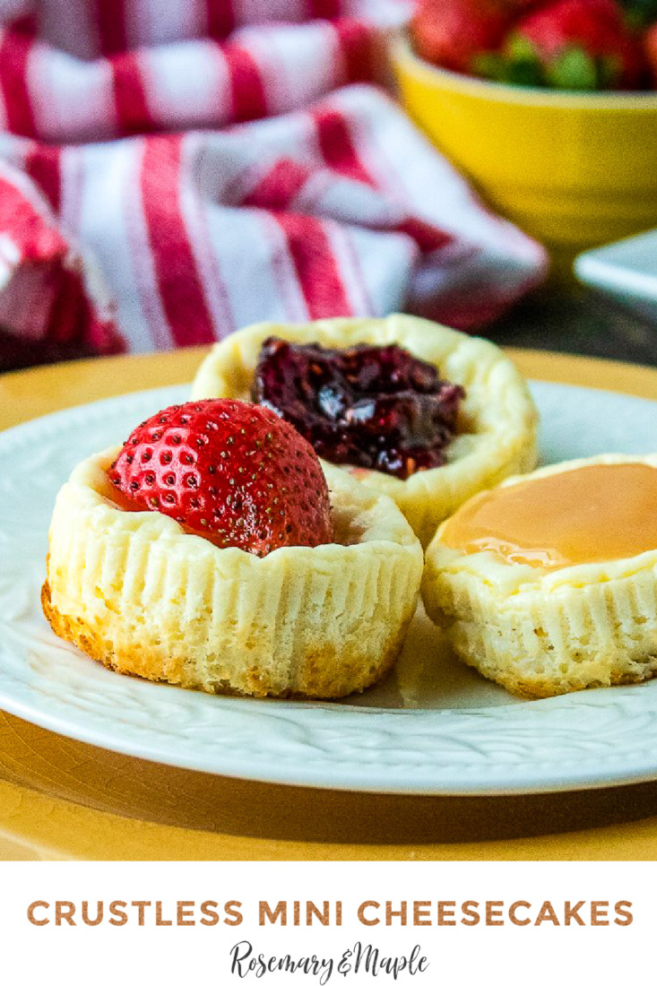 If you are looking for a dessert to feed a crowd, these crustless mini cheesecakes are just the thing. Top with the filling of your choice.