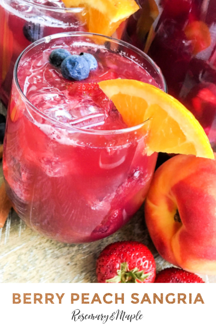 Berry Peach Sangria is a refreshing summer drink features rich combination of fresh fruits, juice and wine. A splash of sparkling water right before serving helps balance the sweetness. For an alcohol-free version of this drink, swap out the wine with an equal amount of unsweetened grape juice.