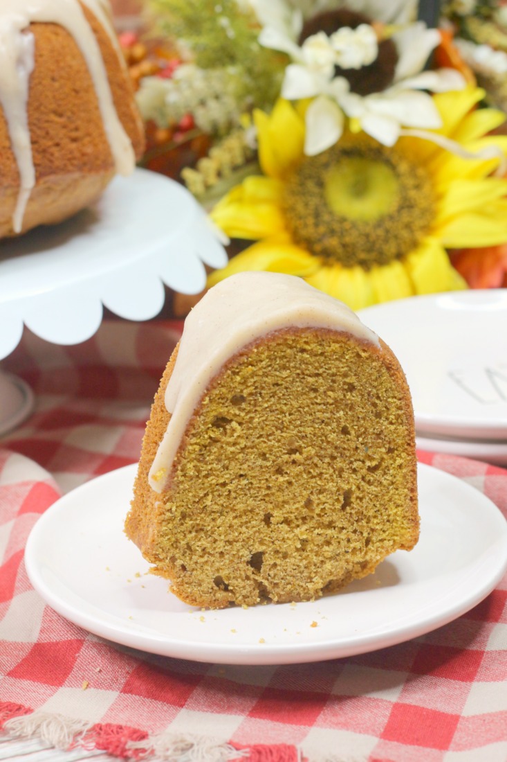 This spiced chai pumpkin bundt cake ia rich and tender pumpkin cake full of the warming flavours of chai spice, smothered in an irresistibly buttery chai-spiced glaze. It is a delicious fall dessert perfect for company or just because.