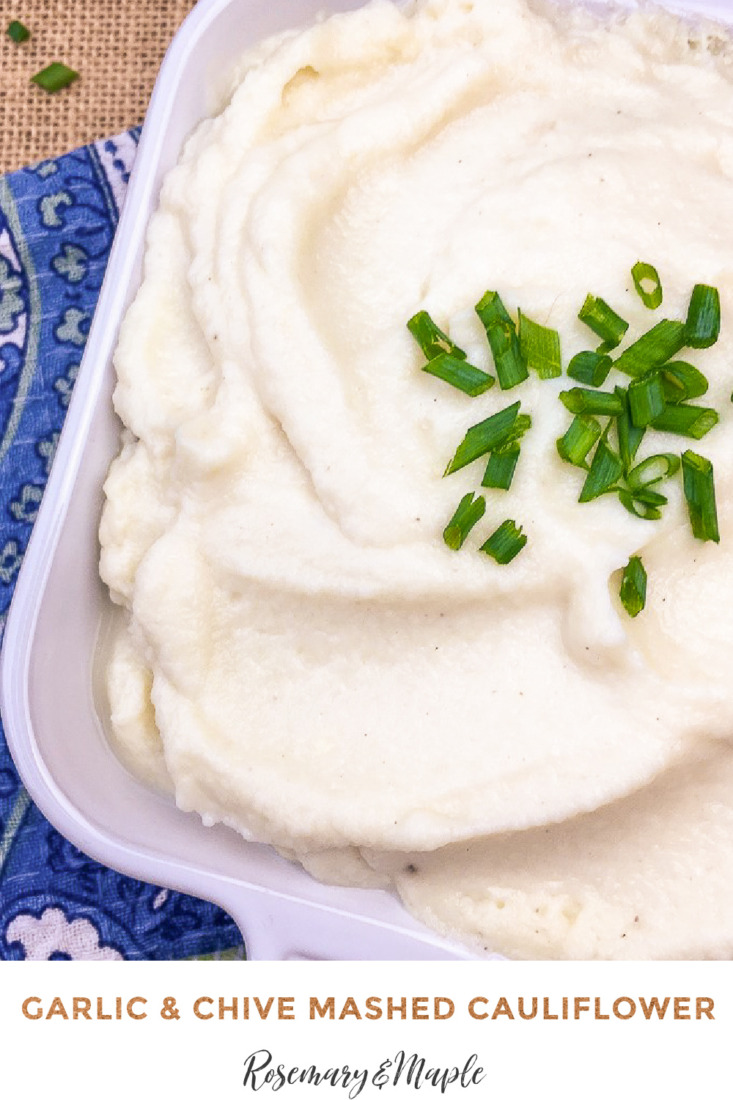 This flavourful Garlic & Chive Mashed Cauliflower pairs well with a wide range of main dishes and comes together in under 30 minutes. It is perfect for those busy weeknights when you want to get a healthy dinner on the table without too much of a fuss.