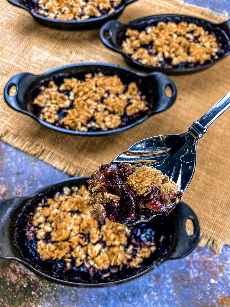 This Black Cherry Crisp is gluten-free & refined sugar free, but still full of delicious flavours with a fabulous oat & honey crisp topping.