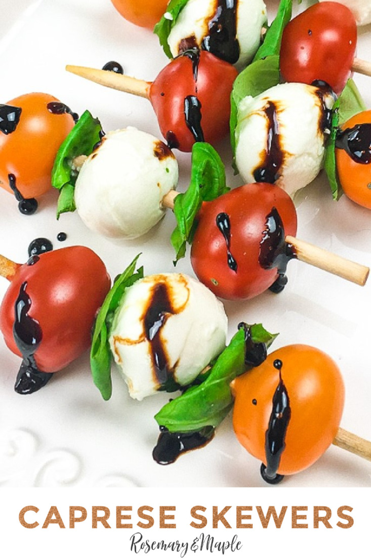 These Caprese Skewers with a Balsamic Glaze are a classic appetizer recipe. They are a caprese salad on a stick, always a favourite!