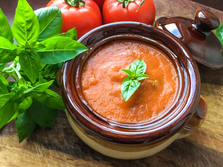 Instant Pot Tomato Basil Soup is the most tasty way to enjoy garden fresh tomatoes & basil! It's thick and creamy with a fresh, rich flavour.