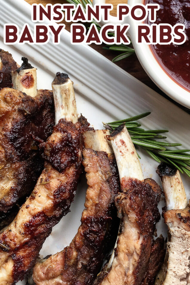 These quick and easy Instant Pot baby back ribs are perfectly tender with a hint of spice and smothered in a homemade Dark Cherry BBQ Sauce.