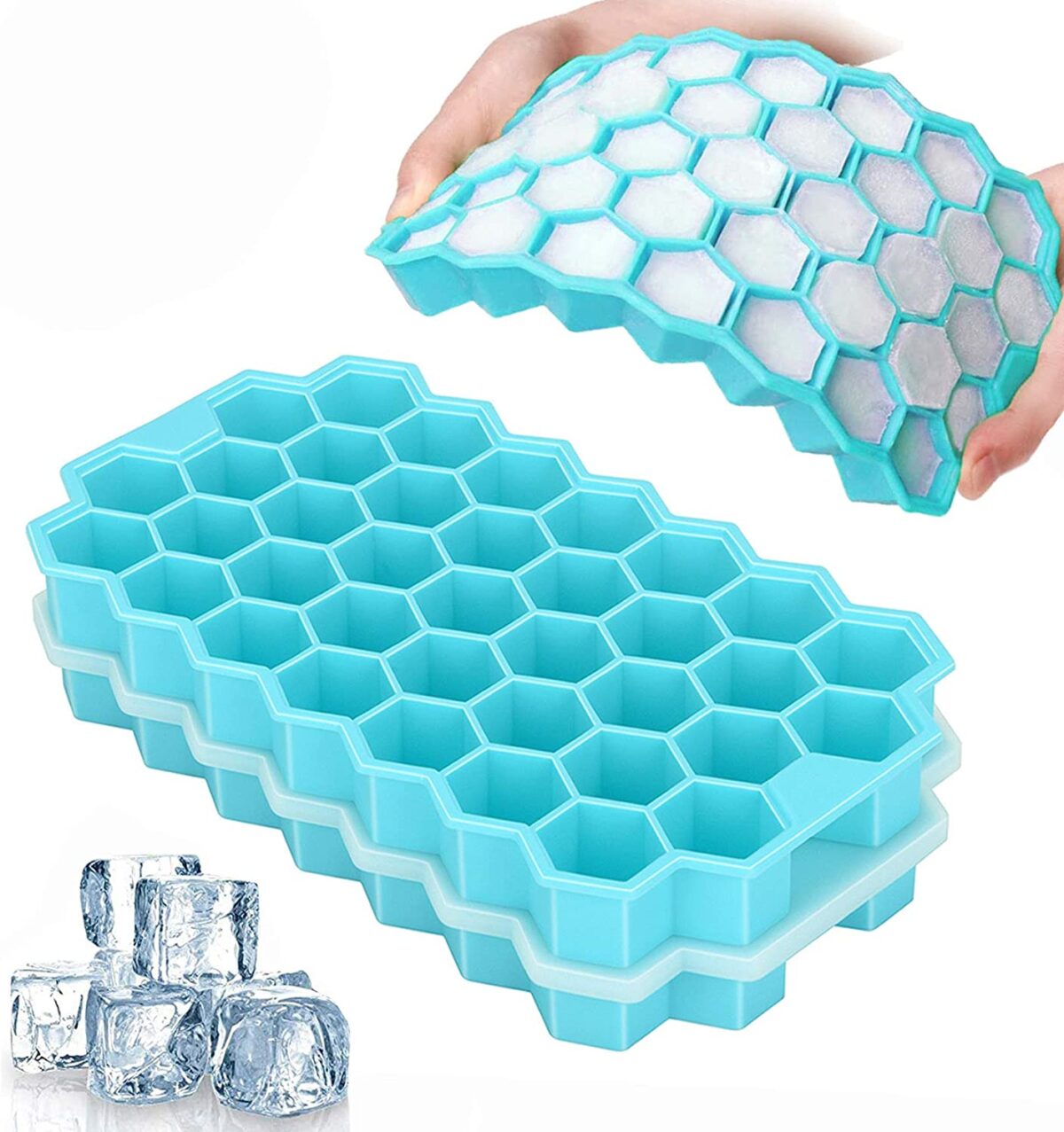 2 Pack Silicone Ice Cube Molds with Lids