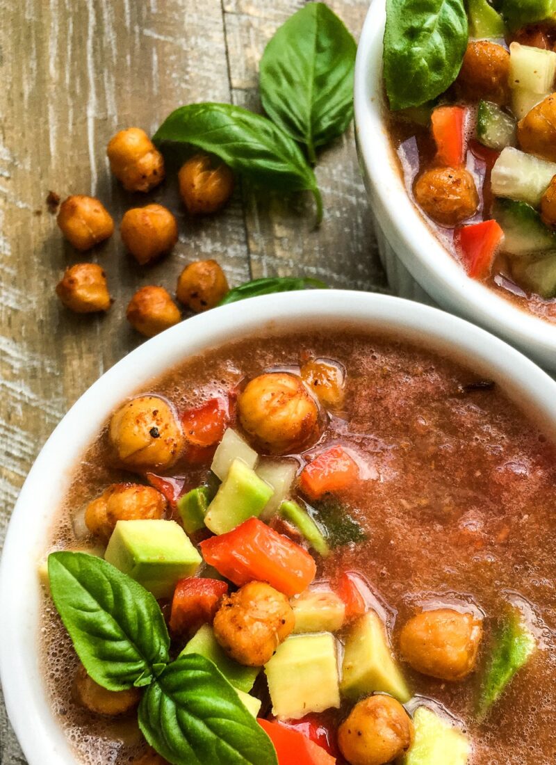 Healthy Gazpacho Recipe with Chickpea Croutons
