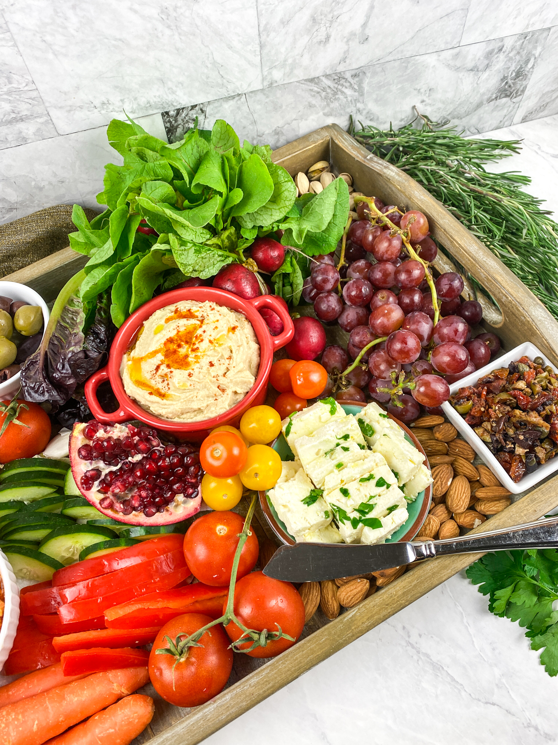 This easy to make Mediterranean mezze platter is the perfect party appetizer or a light meal for friends and family.