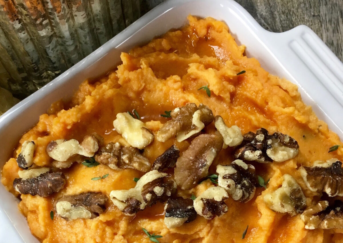 This savory mashed sweet potato recipe is lightly spiced and creamy, making them the perfect side dish to complete any fall meal.