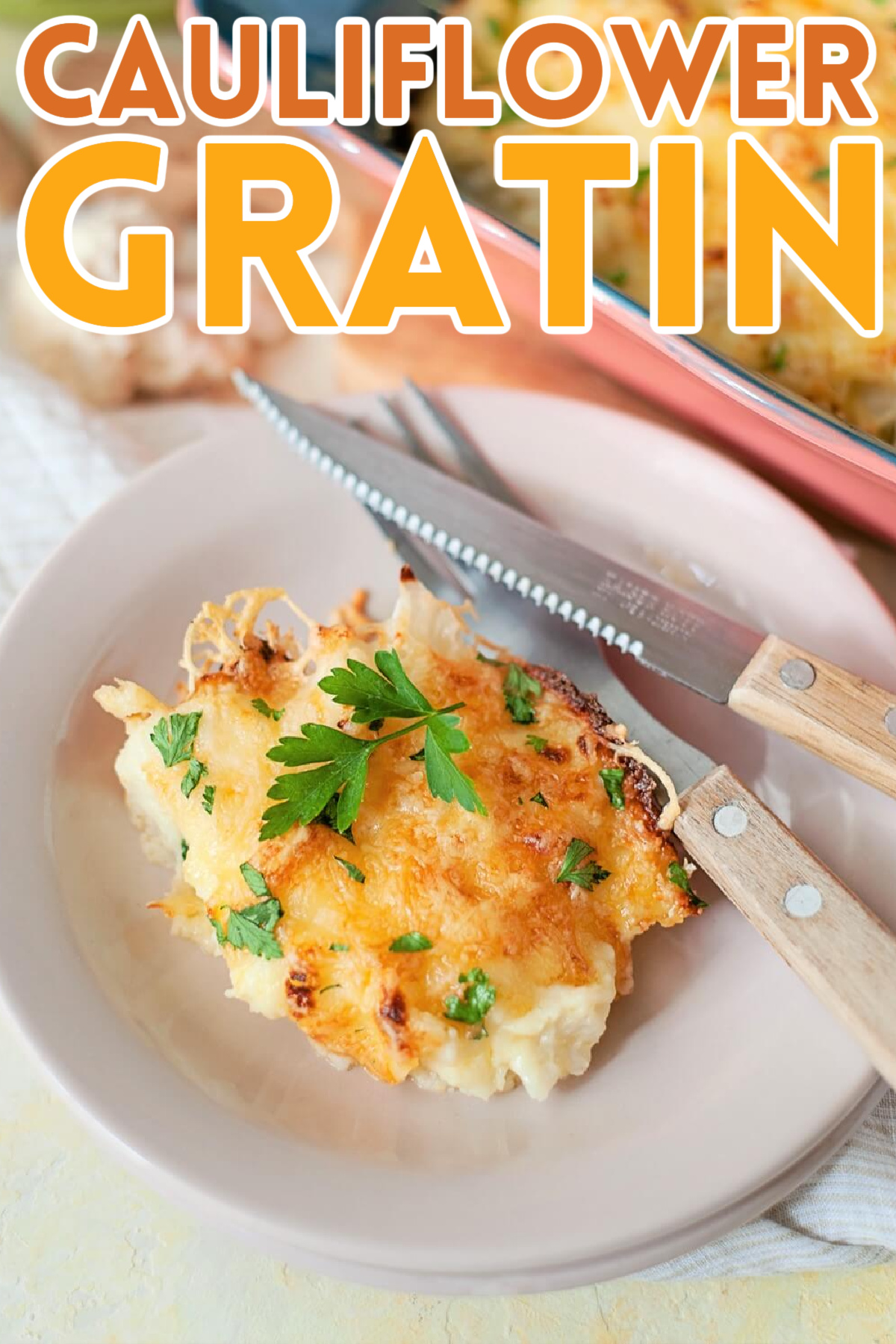 This creamy cauliflower gratin is a delicious cheesy side dish that you'll want to make again and again. Perfect for any holiday meal!