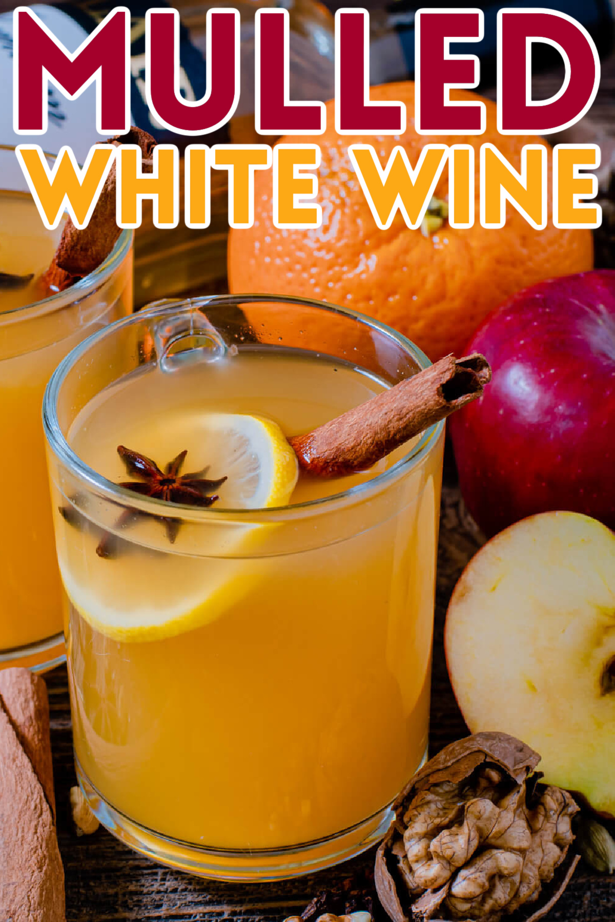This is a simple, quick and delicious mulled white wine recipe. It's spiced warmth is perfect for cold winter nights and holiday parties!