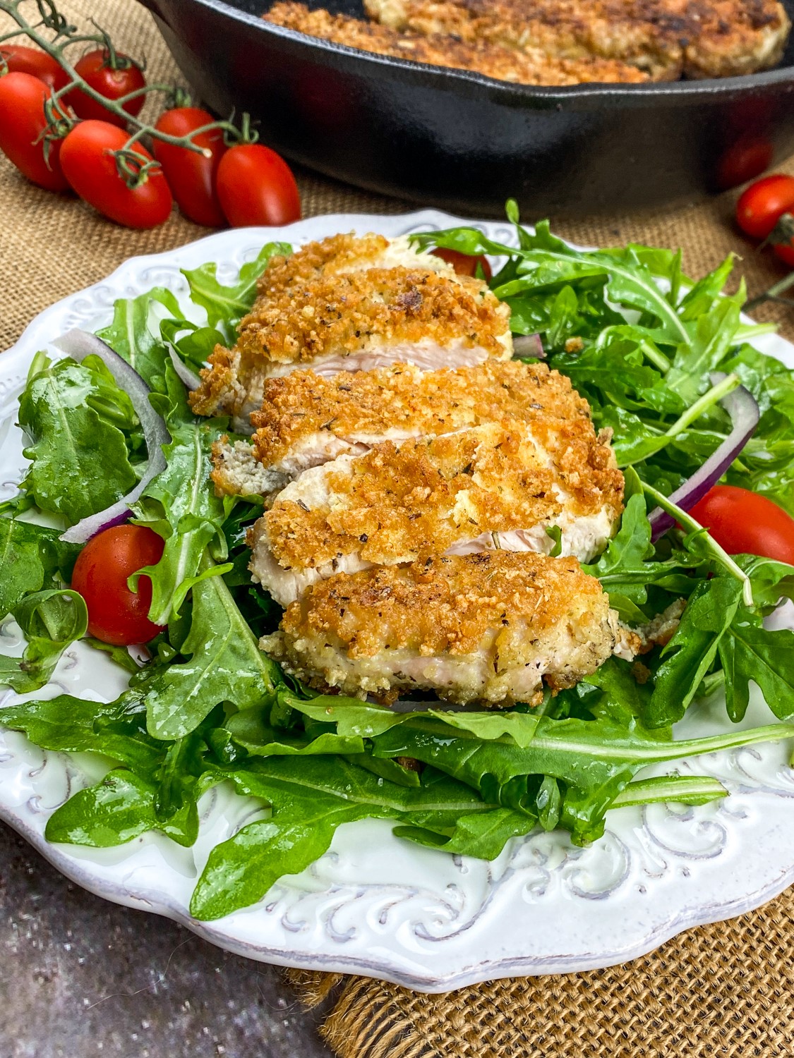 Get the recipe for this gluten free breaded chicken cutlets that's easy to prepare, tastes delicious and can be made low carb.