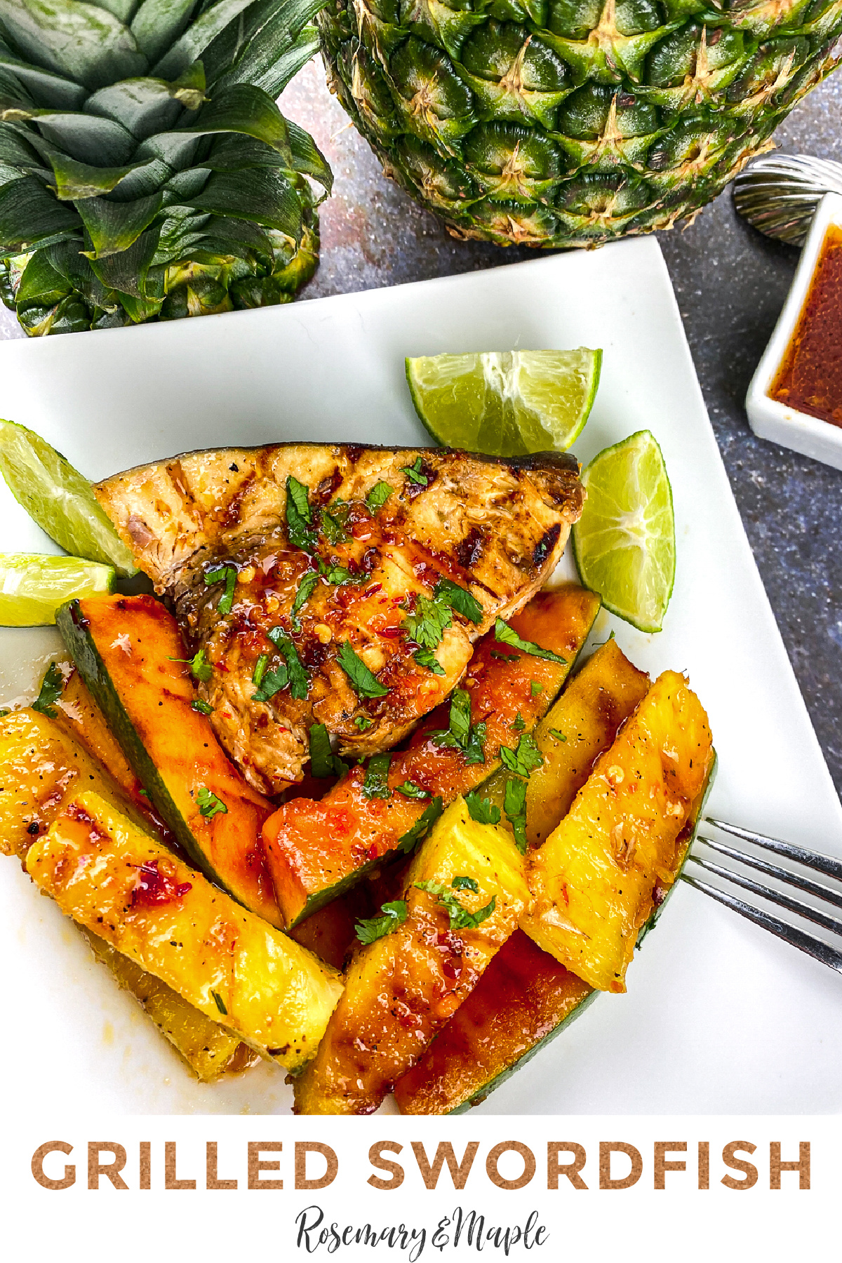 Looking for a delicious and easy recipe for swordfish? Look no further than this garlic-chili grilled swordfish with pineapple and papaya!