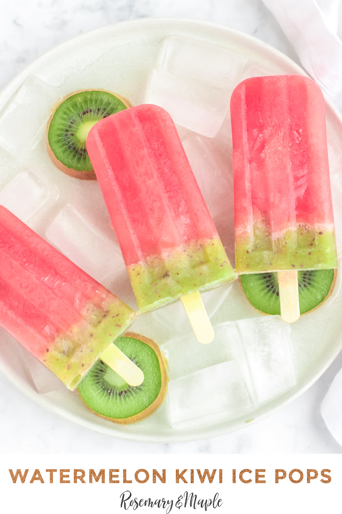 These watermelon kiwi ice pops are healthy, refreshing and easy to make with only 3 ingredients. Perfect for hot summer days!