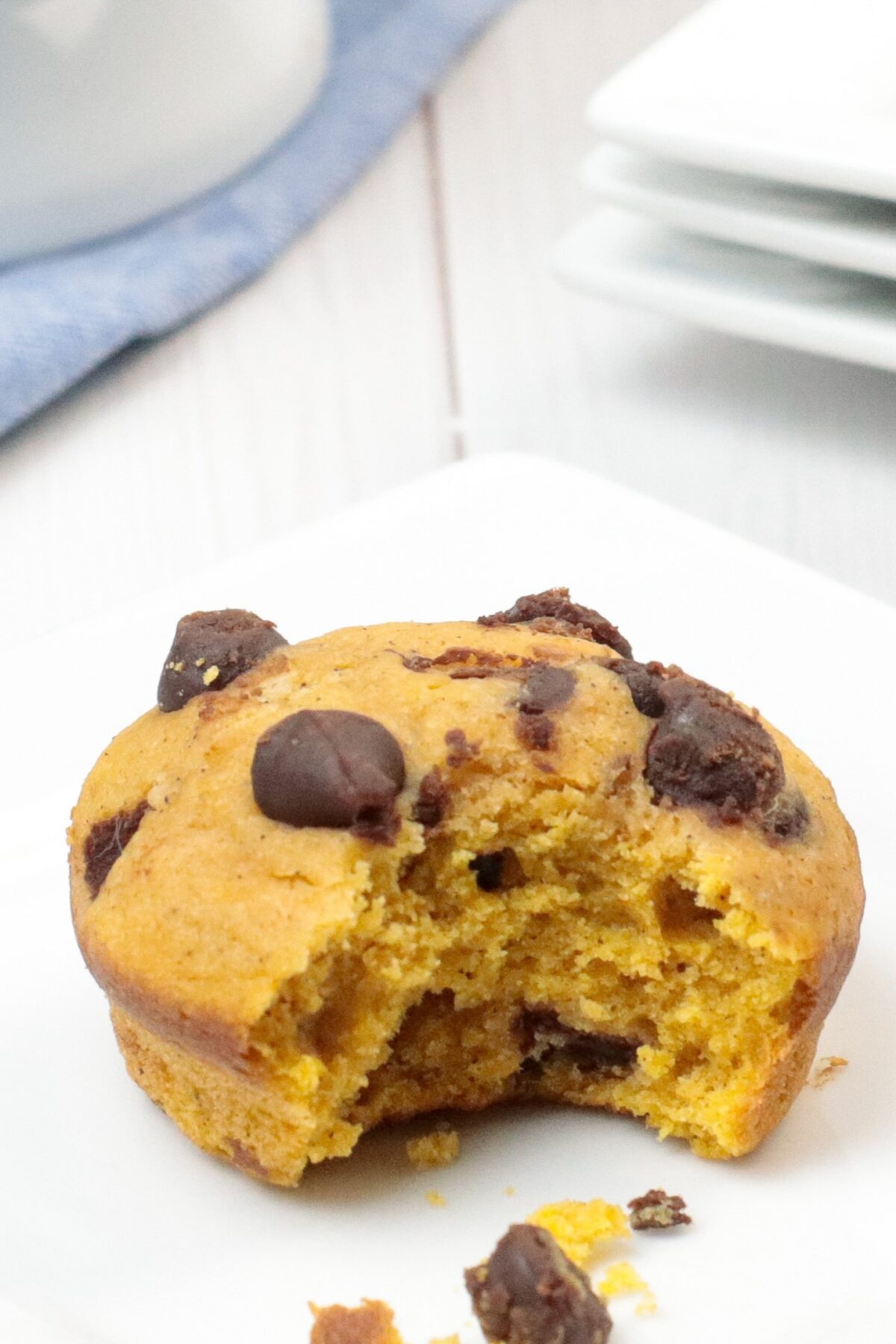 A delicious and easy to follow recipe for moist and fluffy chocolate chip pumpkin muffins - perfect for a quick breakfast or fall snack!