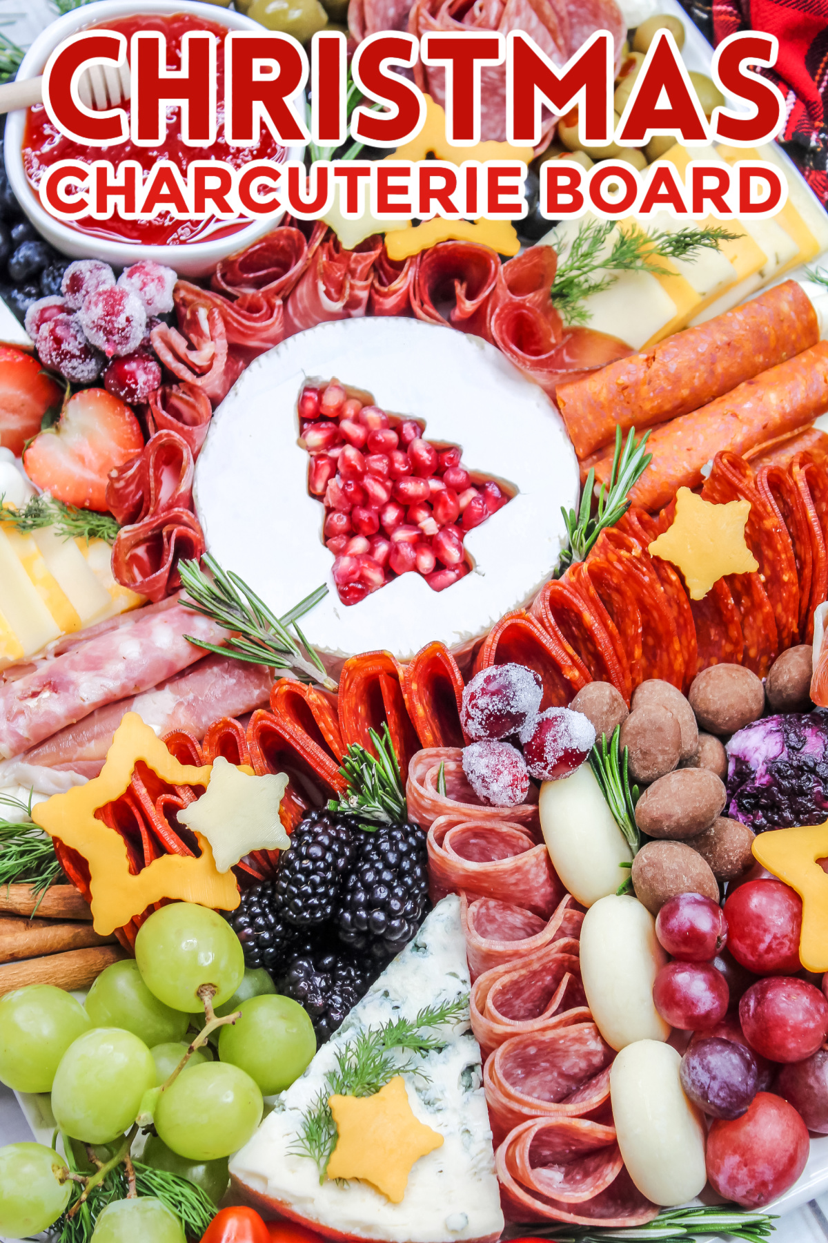 The perfect Holiday party recipe. Whether you are hosting or attending a holiday party, this Christmas charcuterie board will be a hit.
