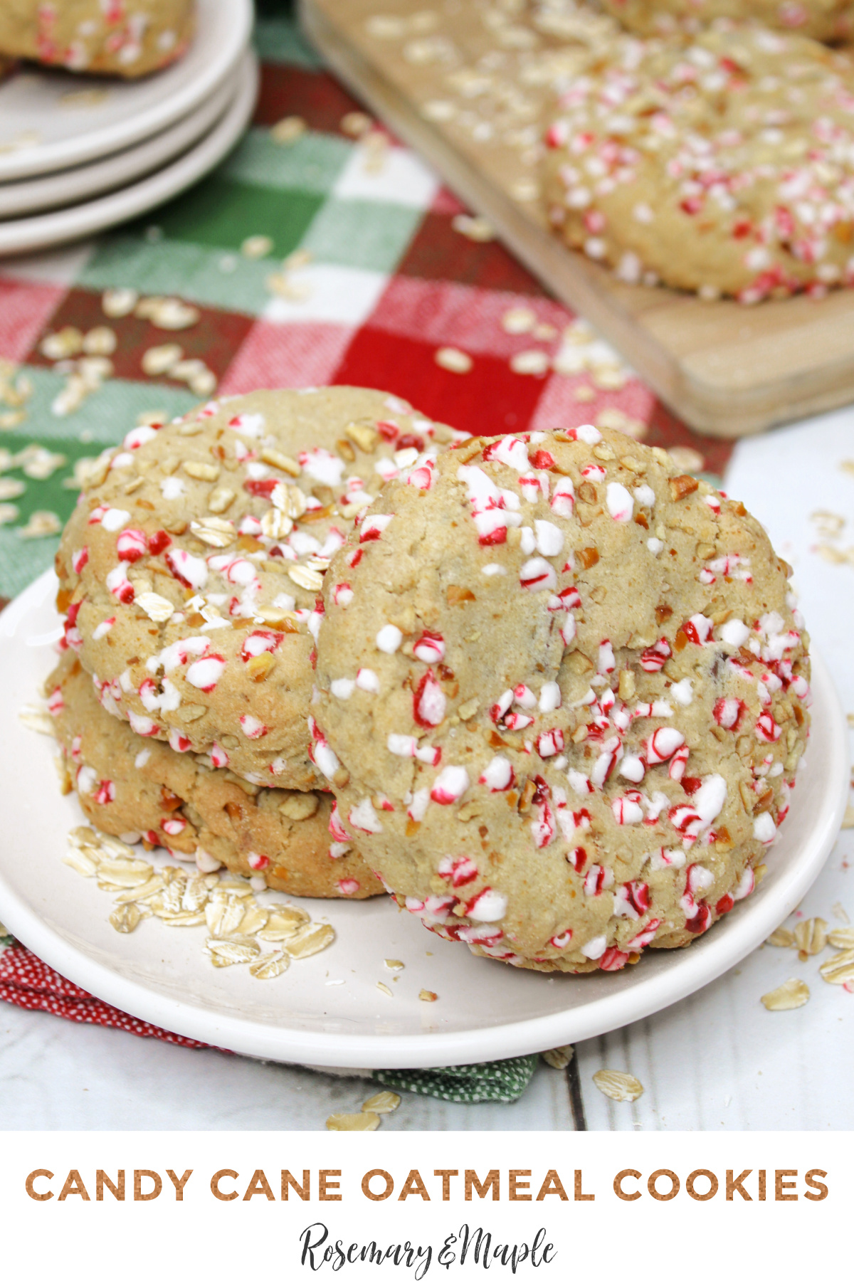 These Candy Cane & Pretzel Oatmeal Cookies are a perfect addition to your holiday cookie platter. They're easy, festive and so pretty too.
