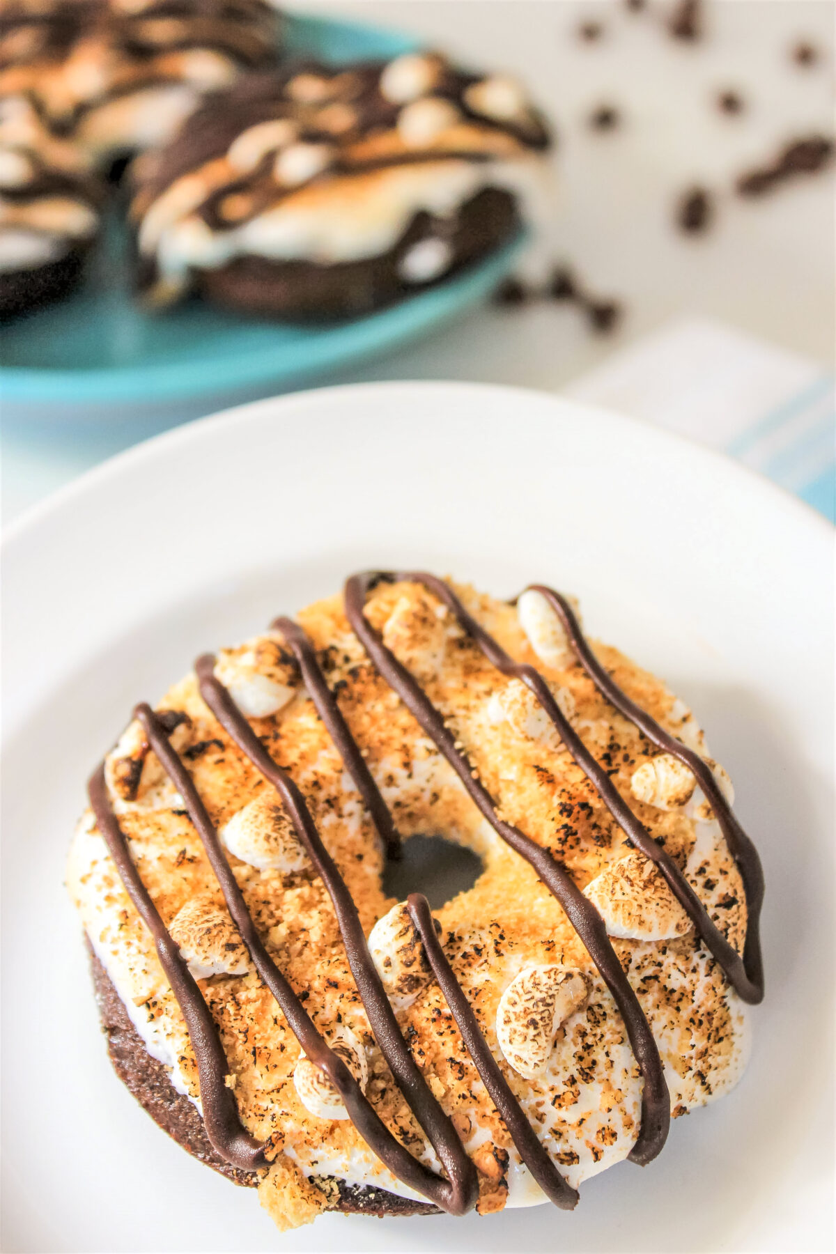 Indulge in your summer camp memories with these delicious s'mores chocolate donuts! They're perfect for a sweet snack or dessert.