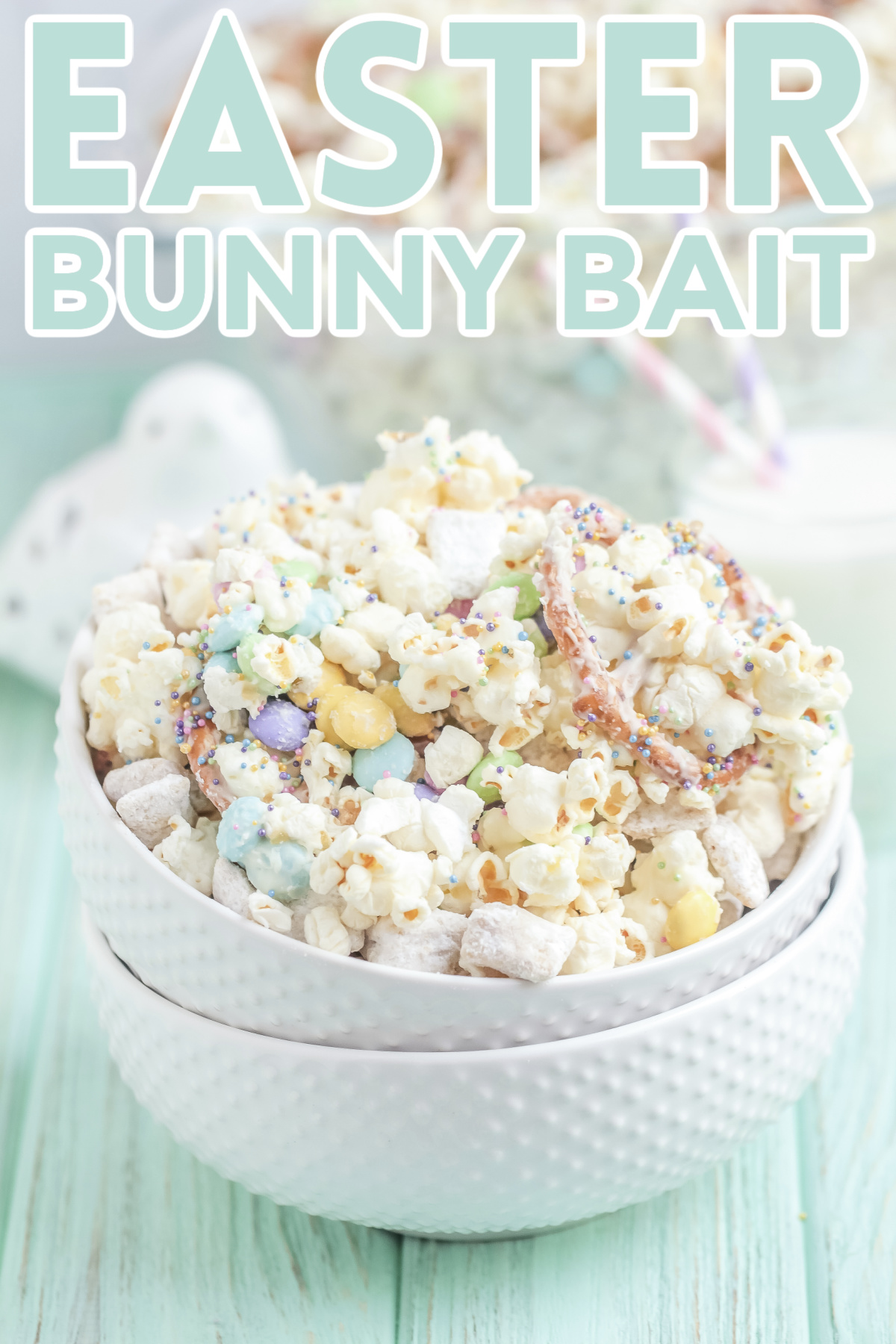 Make this Bunny Bait recipe this Easter, everyone will love this Easter snack mix featuring popcorn, muddy buddies, and loads of chocolate!
