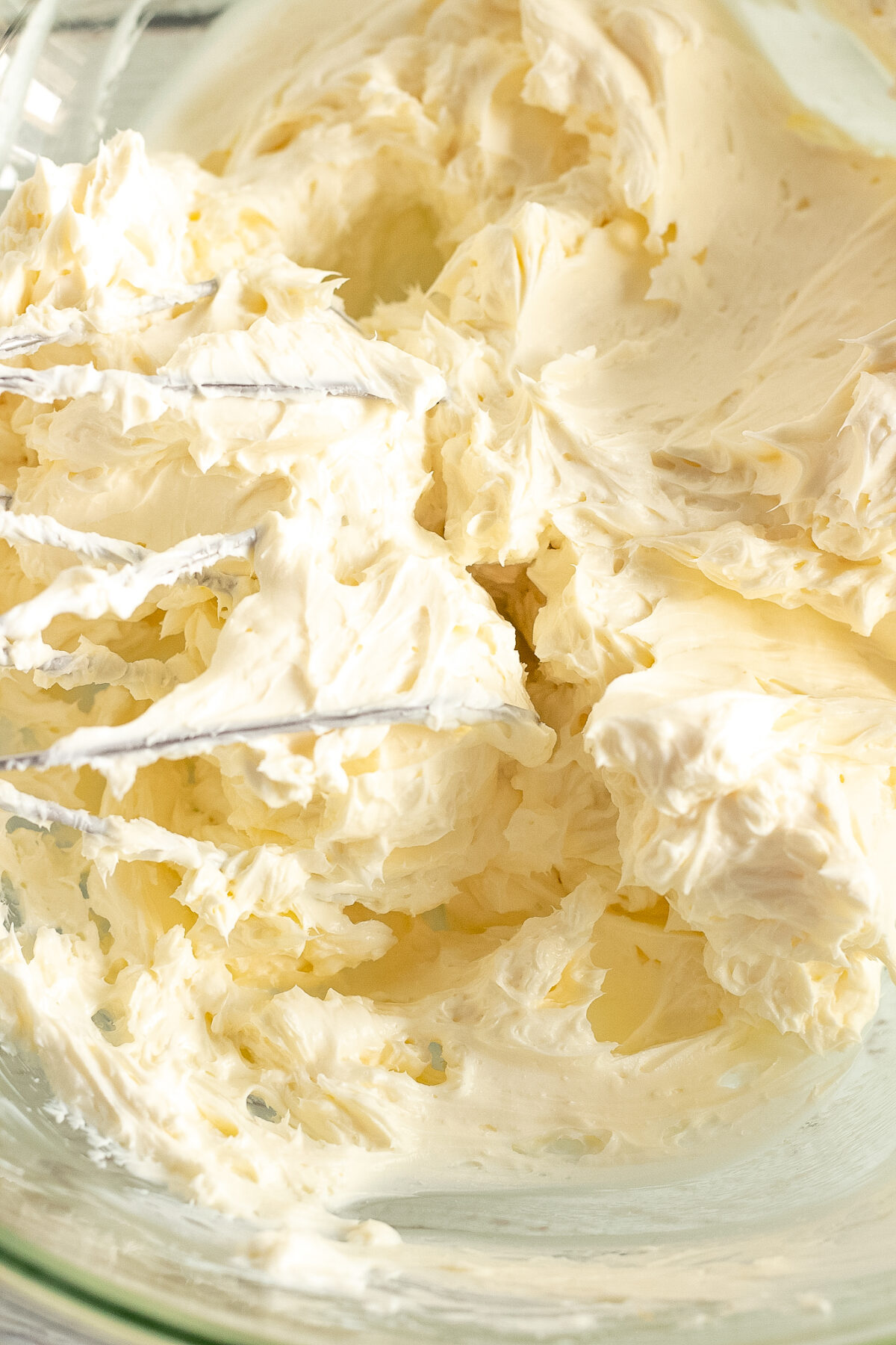 Cream cheese beat until fluffy.