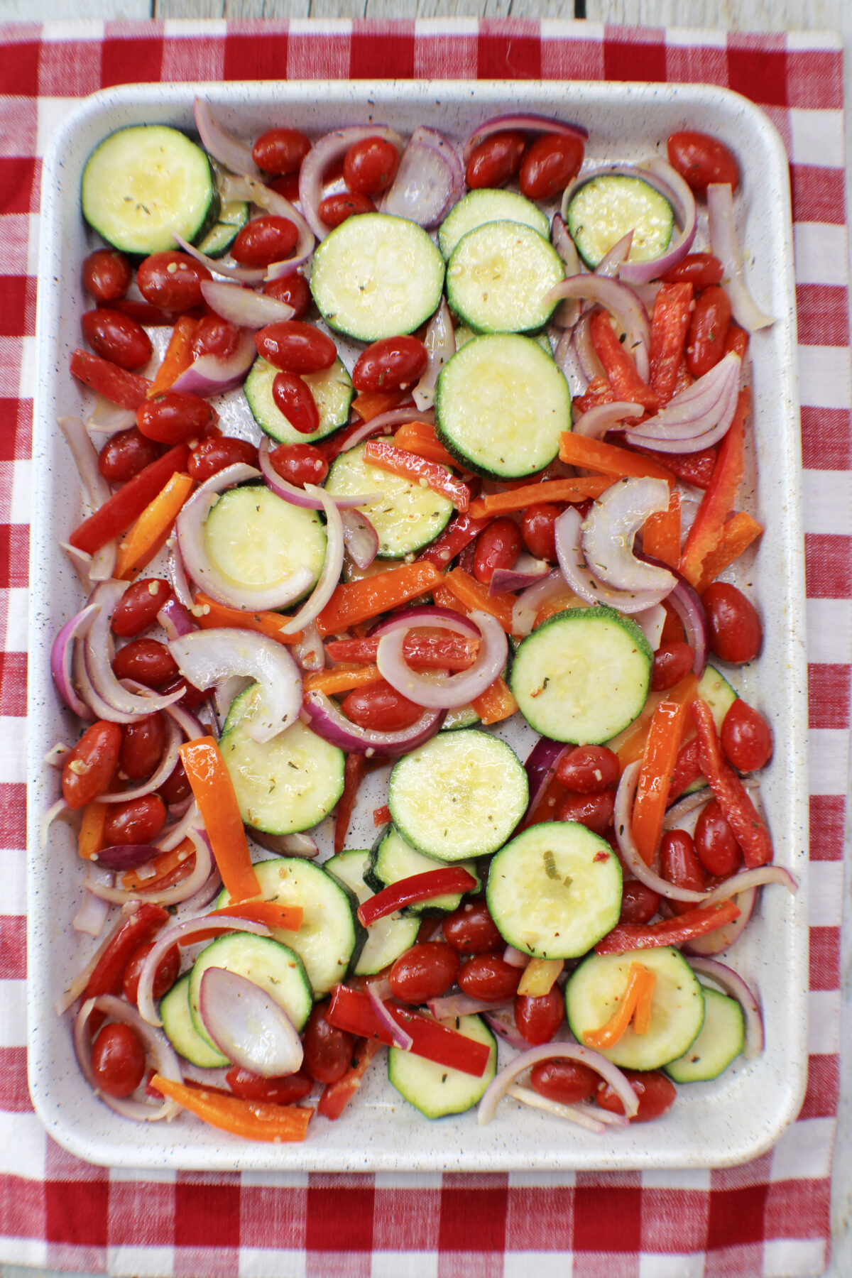 Vegetables seasoned with the marinade.