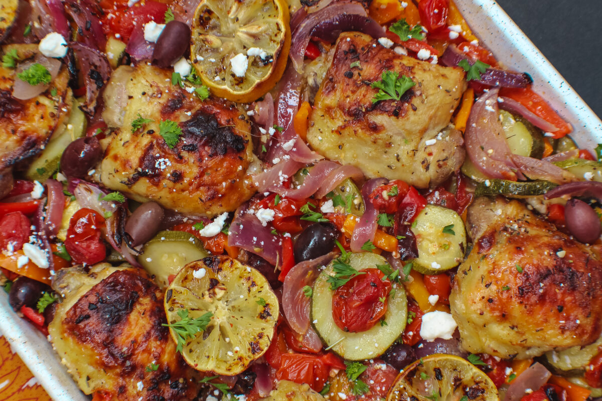 Get your family's mealtime sorted with this easy and flavourful Greek chicken sheet pan dinner recipe - the perfect meal for busy weeknights!