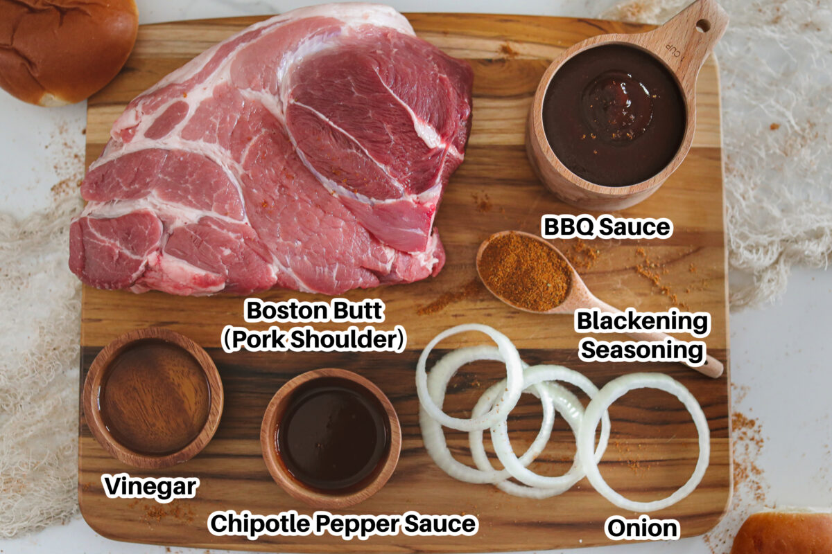 Ingredients for slow cooker pulled pork.