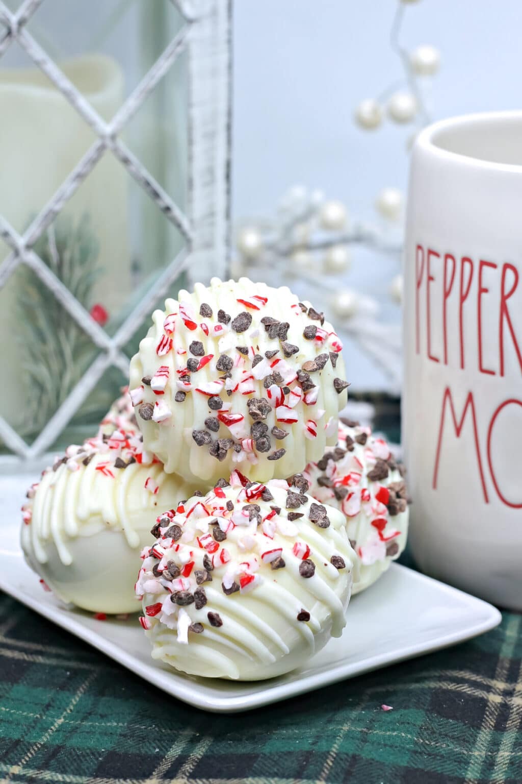 Peppermint White Chocolate Hot Cocoa Bombs - Rosemary & Maple