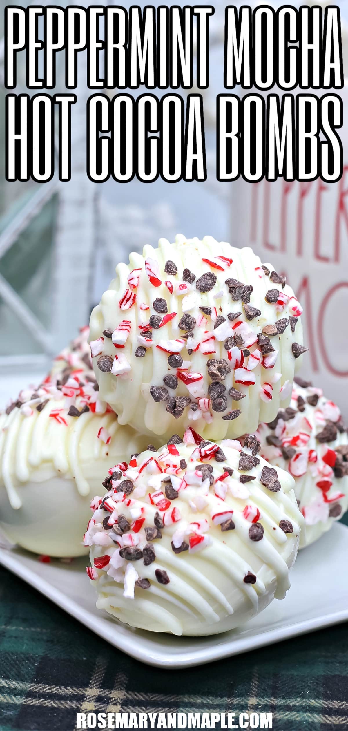 Peppermint White Chocolate Hot Cocoa Bombs - Rosemary & Maple